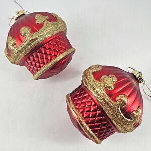 Department 56 pouf pillow tent Ornament Red and Gold set of 2